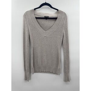 Express Y2K Deep V-Neck Sweater Small Long Slim Fit Preppy Fisherman Layer Norm